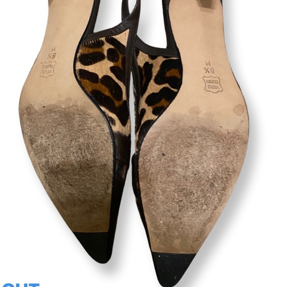 Vintage leather and pony hair sling back heels - Picture 2 of 2